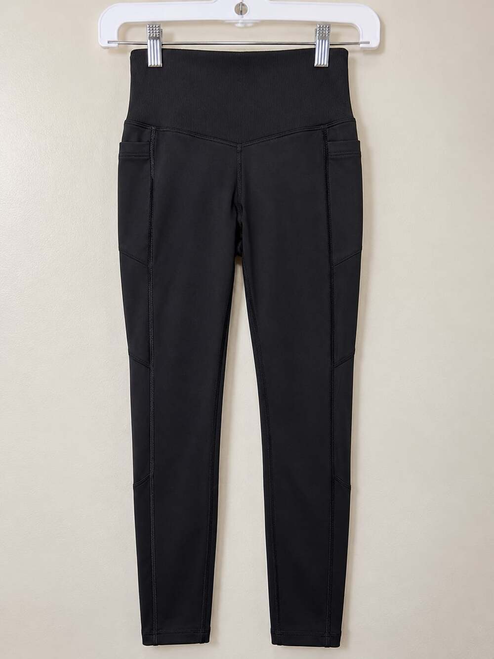 Pink Victoria's Secret Cozy Leggings Size XS Black Ribbed Waistband